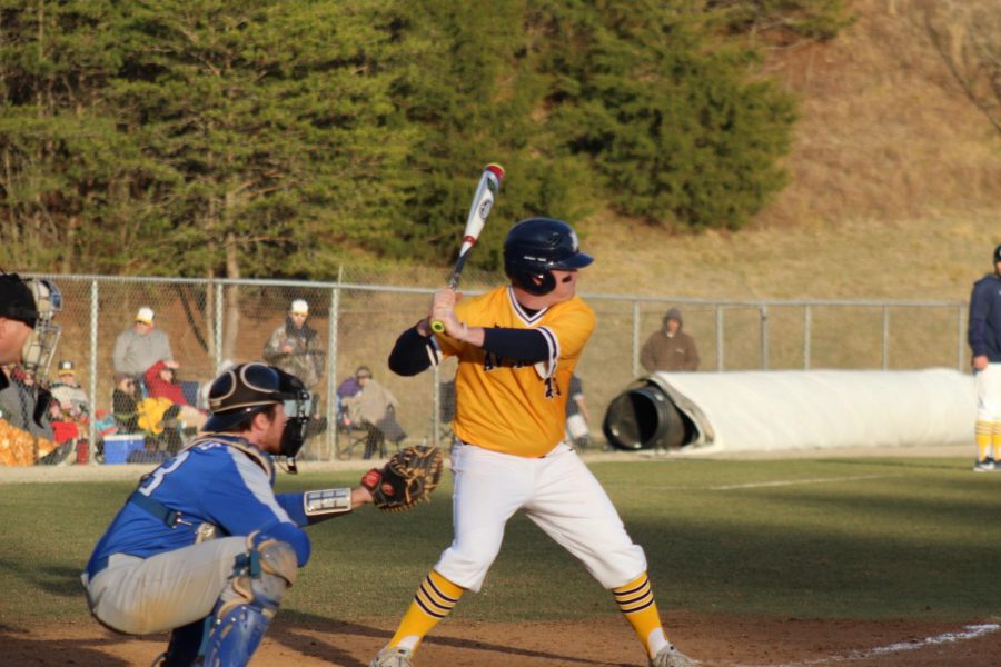 Junior first baseman Cody Jones at the plate for Averett in their game against Washington and Lee on Feb. 9, 2019