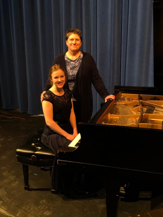 Myers ahead of her final Averett recital in April, 2019.