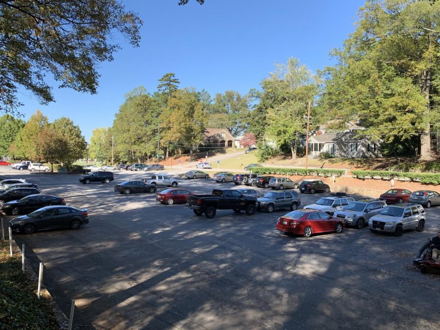 Commuter student cars parked near Frith Hall.