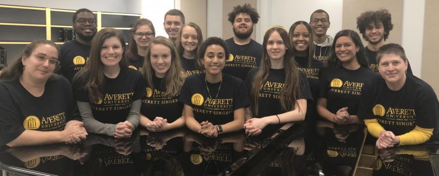 The Averett Singers are practicing for an upcoming concert in March 