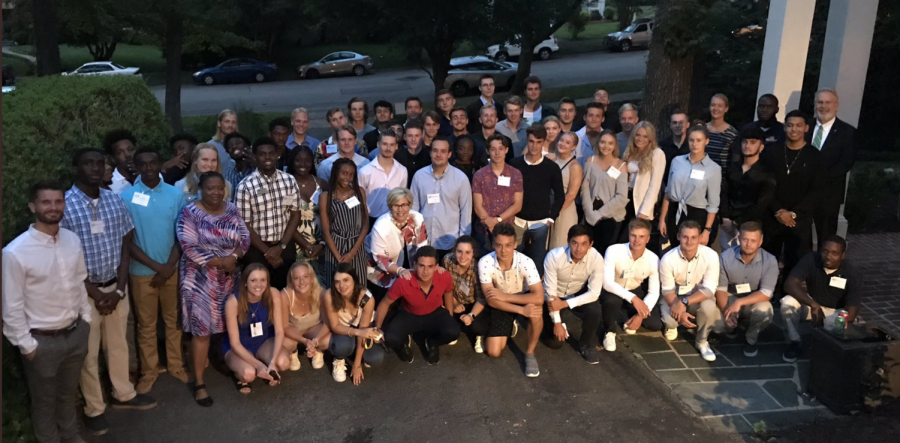 The 2019 Averett University international dinner at the Presidents house.