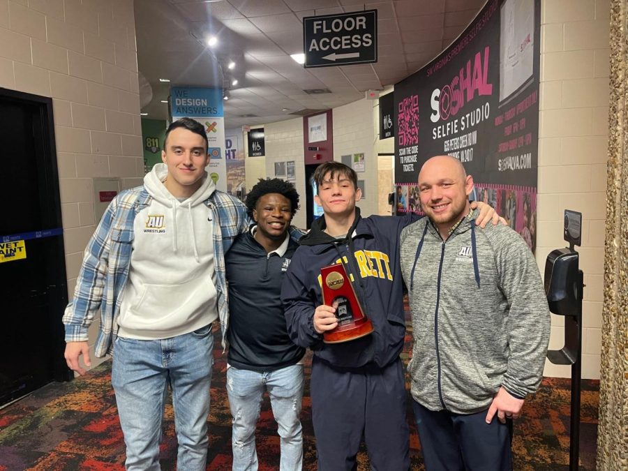 Mason Barrett (second from the right) with head coach Blake Roulo (Far right) and other coaches Keaton Gomez and Sam Braswell (from left to right)